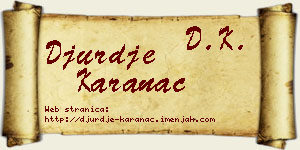 Đurđe Karanac vizit kartica